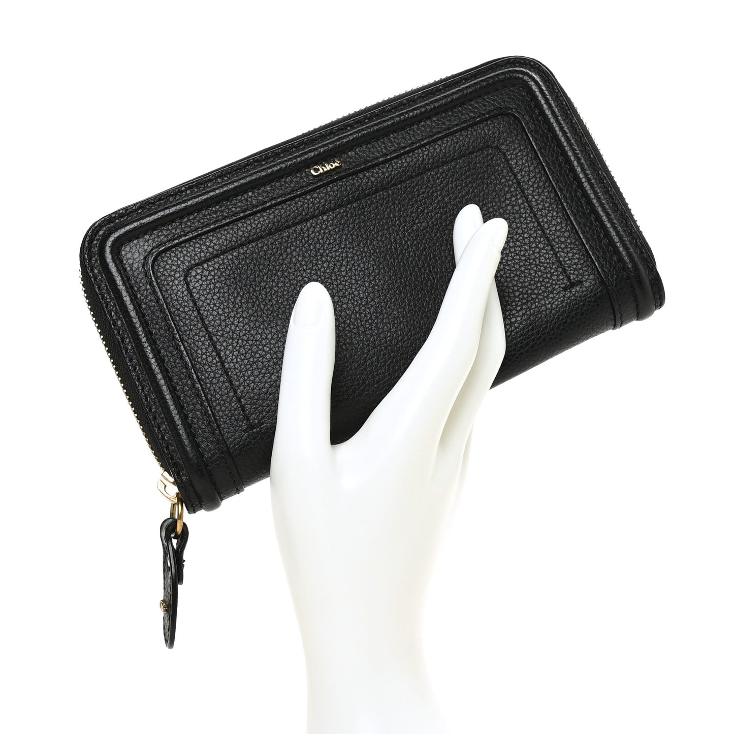 Calfskin Marcie Long Zip Around Wallet Black