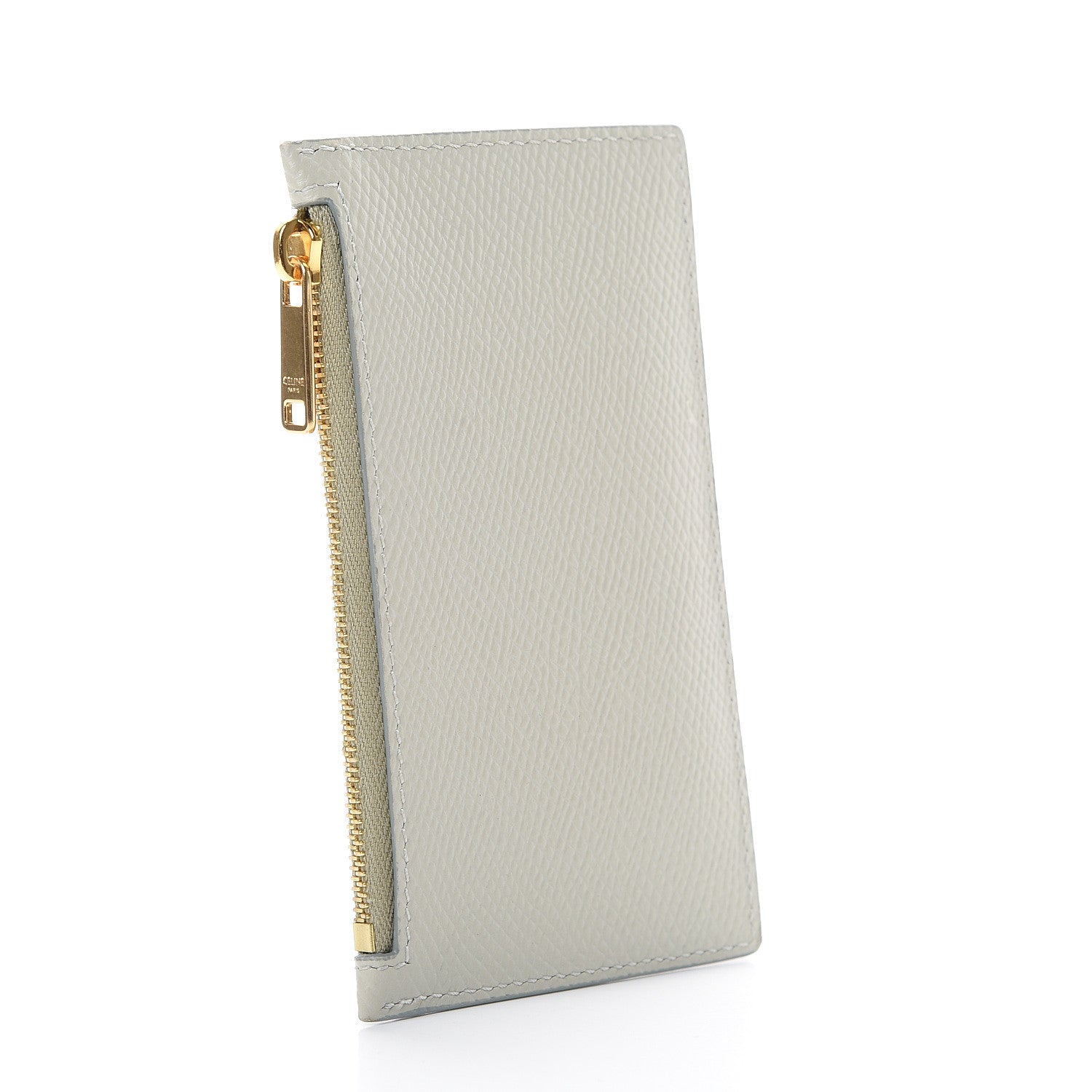 Celine Grained Calfskin Zipped Card Holder Vert D’eau 2 of 9