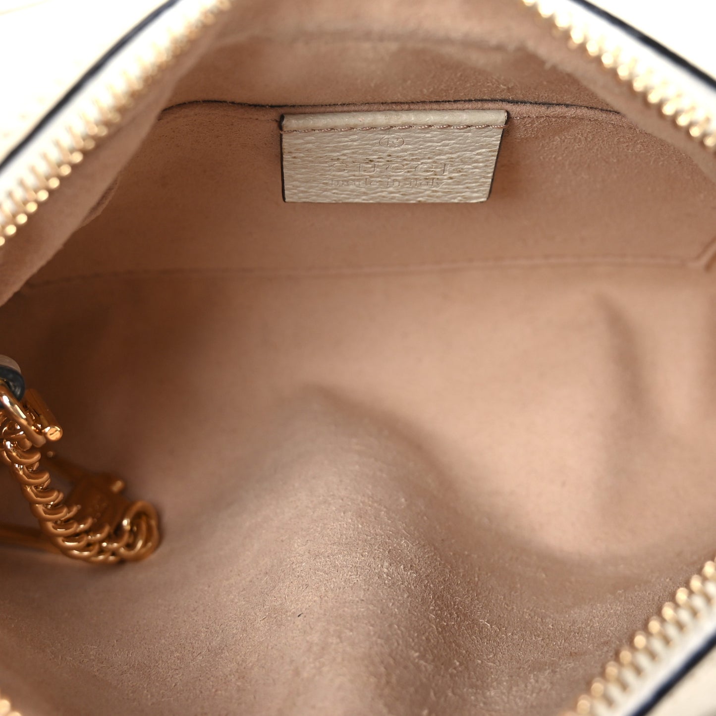 GG Supreme Monogram Textured Calfskin Web Mini Ophidia Shoulder Bag Beige Ebony Mystic White