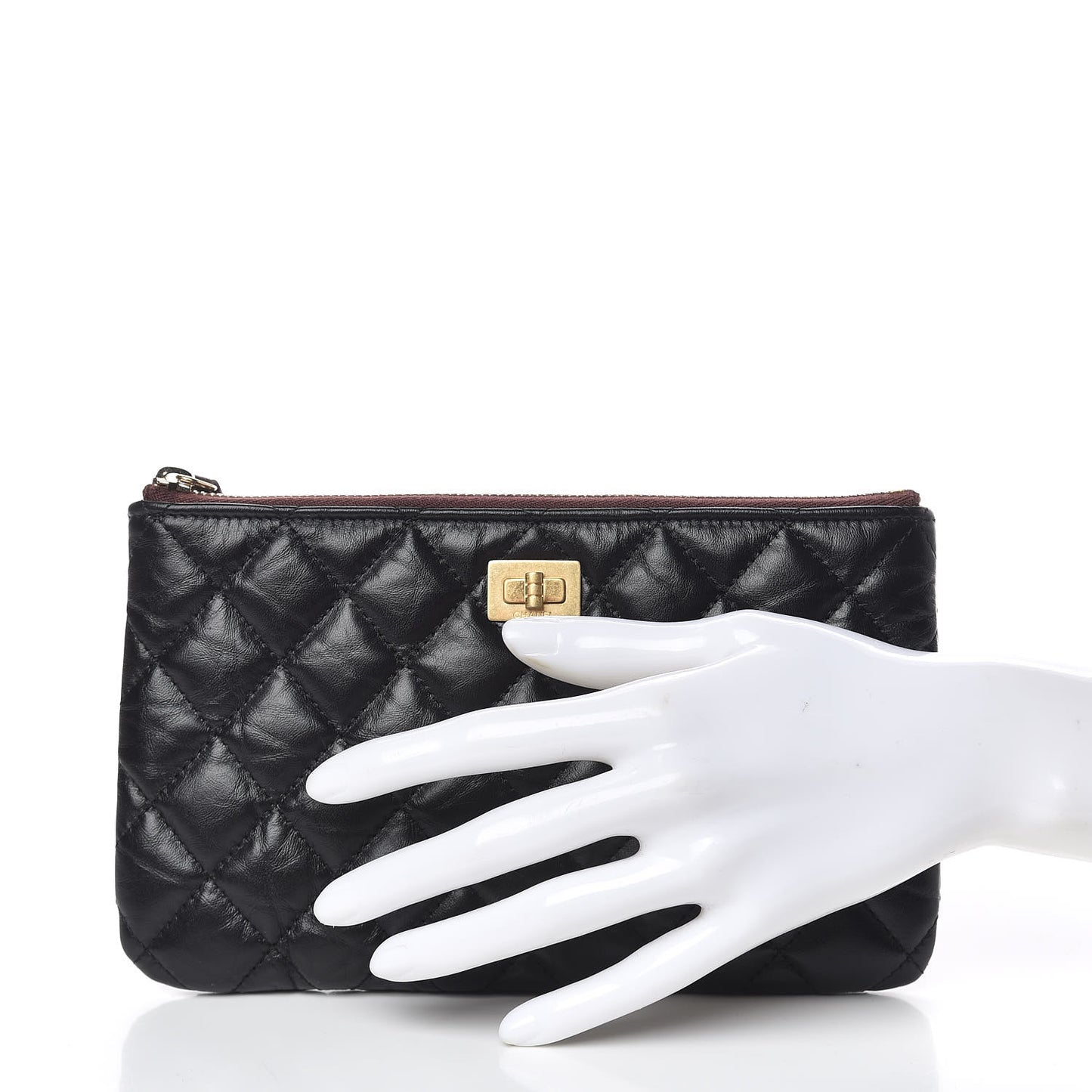 Aged Calfskin Quilted Medium Reissue Cosmetic Case Black