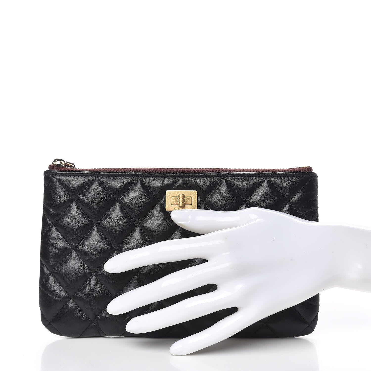 Chanel Aged Calfskin Quilted Medium Reissue Cosmetic Case Black 2 of 7