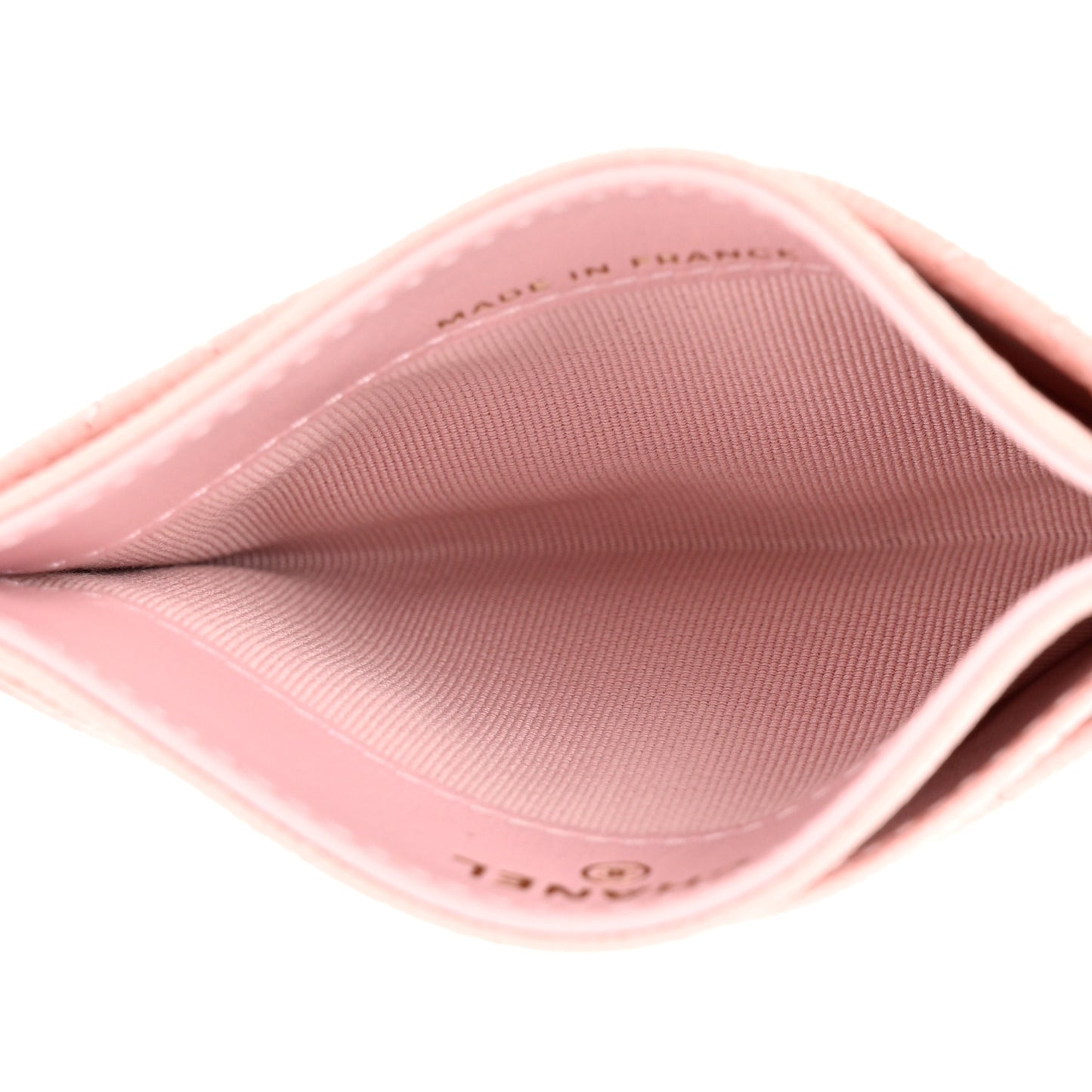 Caviar Quilted Card Holder Light Pink