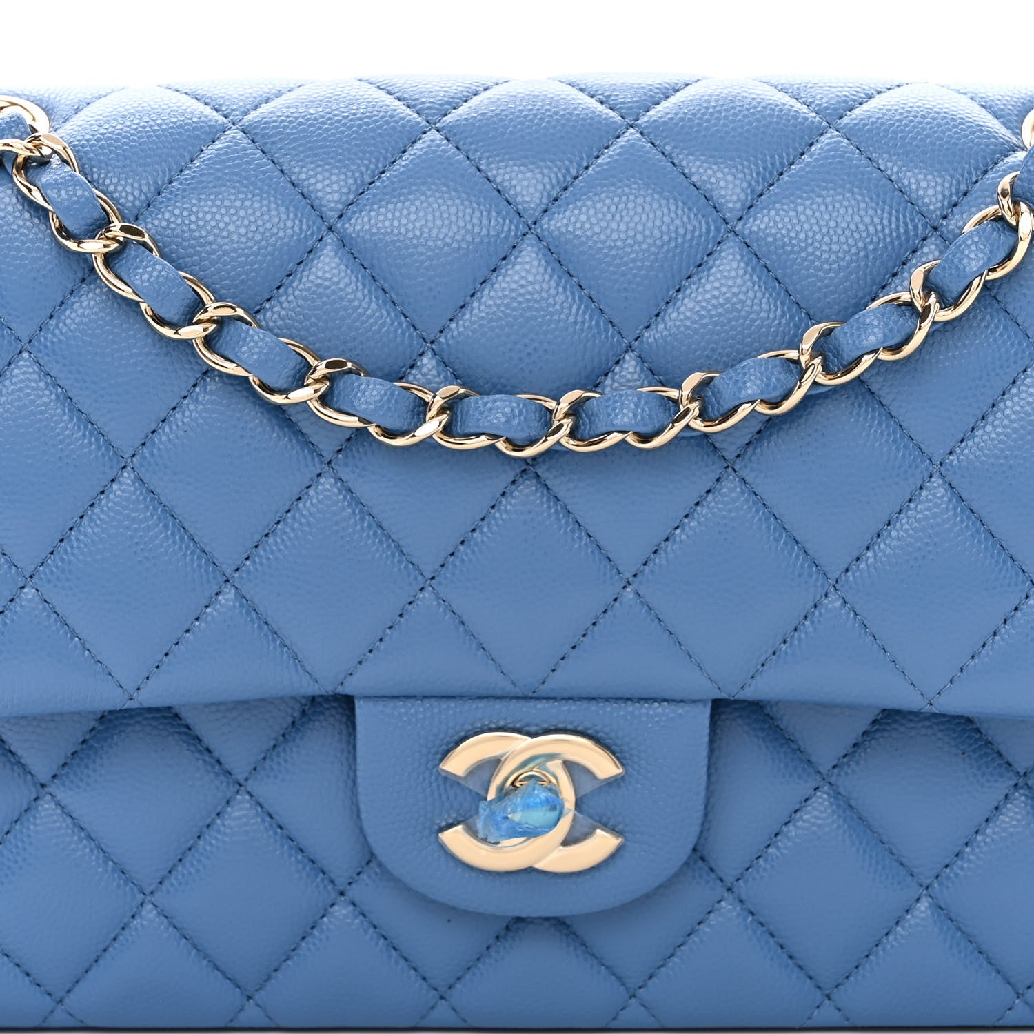 Chanel Caviar Quilted Medium Double Flap Blue 6 of 8