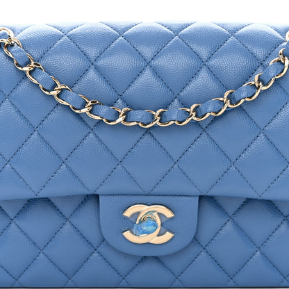 Chanel Caviar Quilted Medium Double Flap Blue 6 of 8
