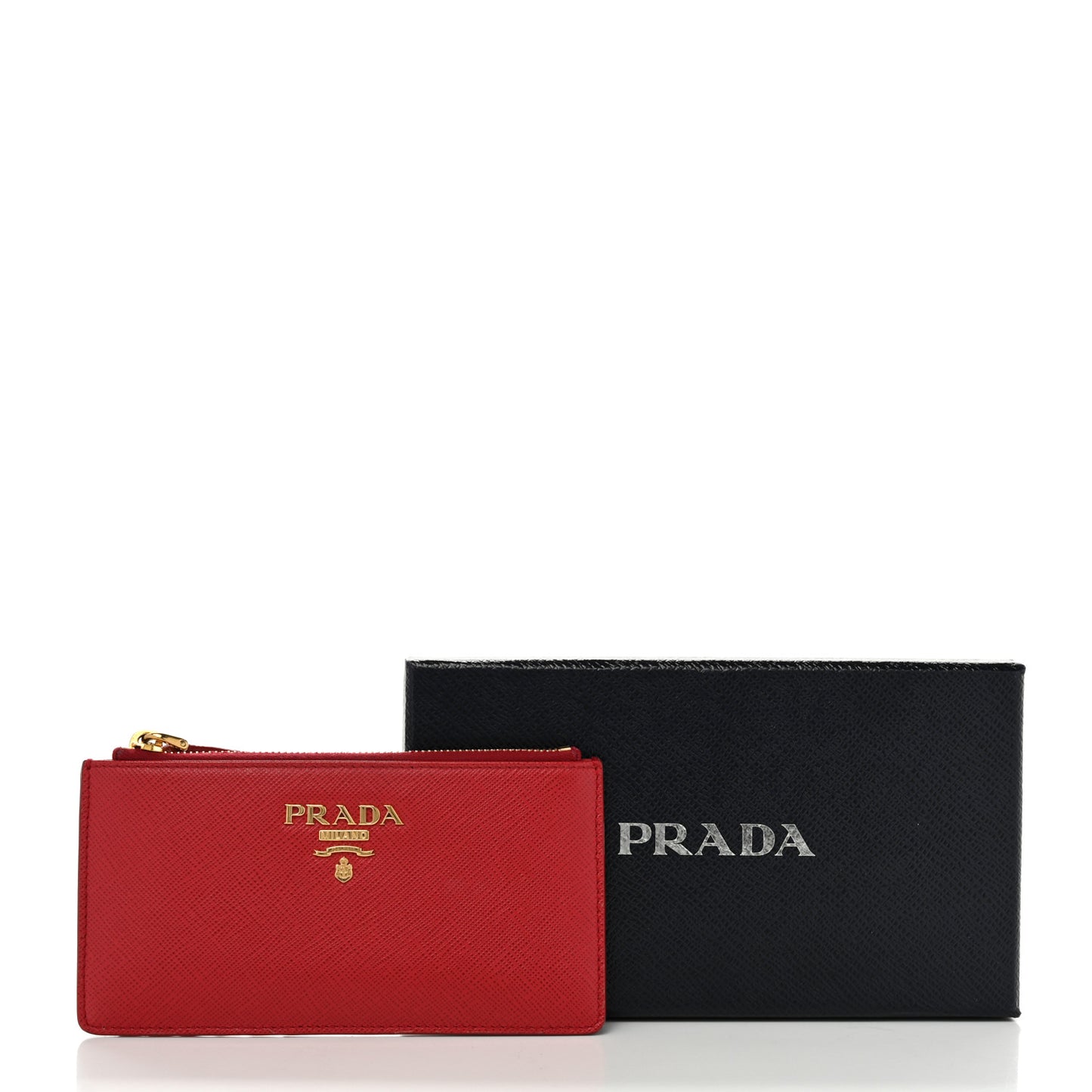 Saffiano Zip Card Holder Fuoco