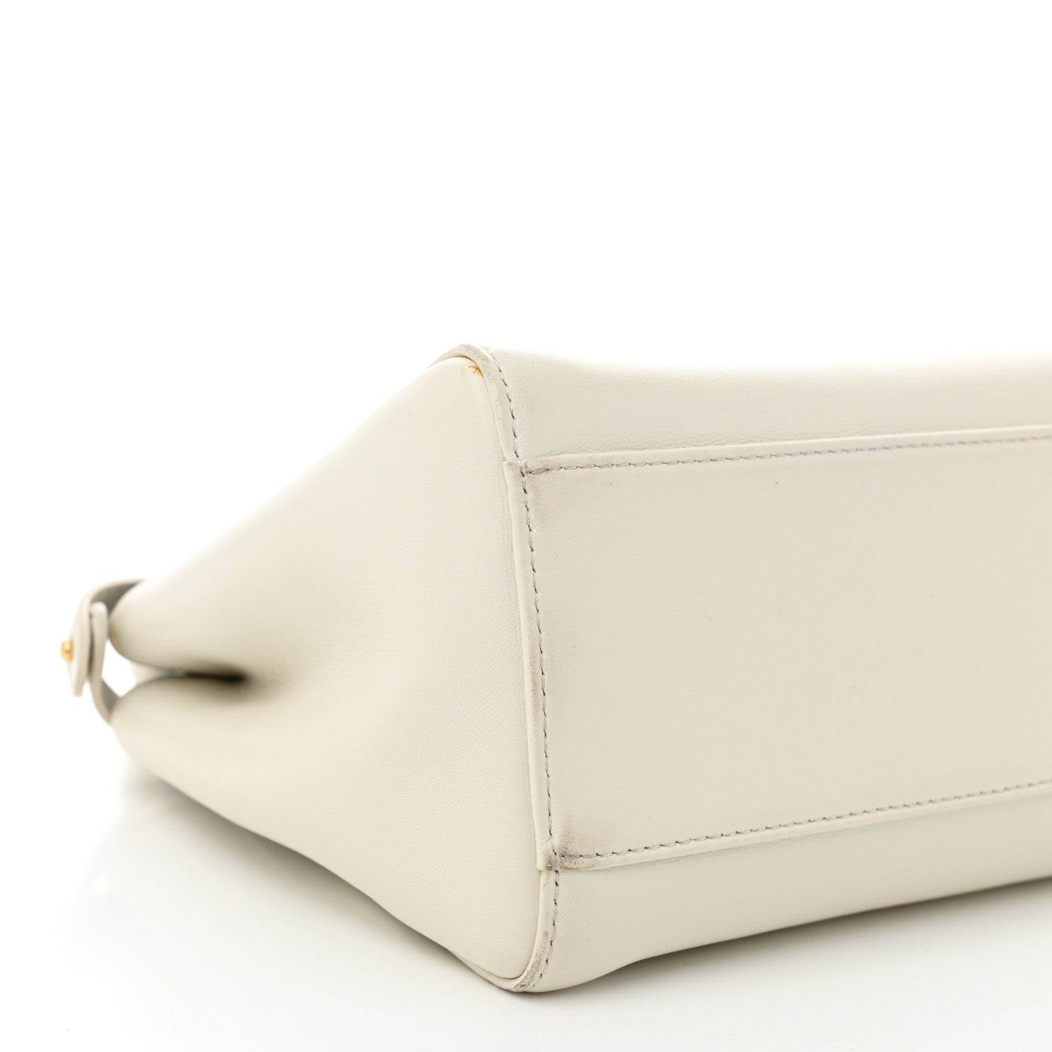 Fendi Nappa Vitello Gingham Embossed Mini Peekaboo Iconic Satchel White Ice Light Blue 10 of 14