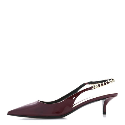 Gucci Patent Signoria 35mm Slingback Pumps 39.5 Rosso Ancora 1 of 9