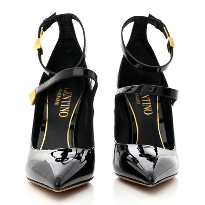 Valentino Garavani Patent Tiptoe Ankle Strap 100mm Pumps 37.5 Black 2 of 8