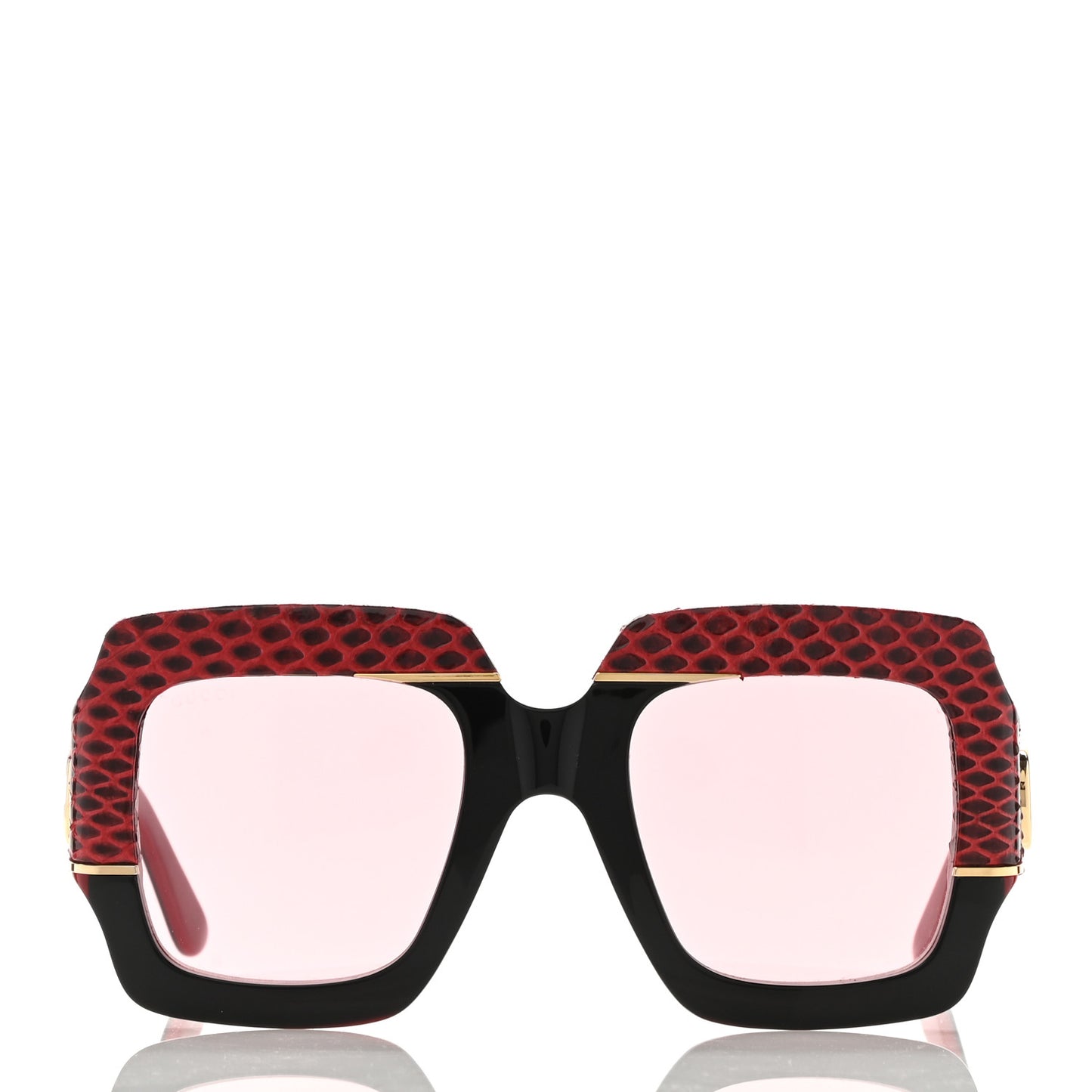 Snakeskin Acetate Square Sunglasses GG0484S Black Red