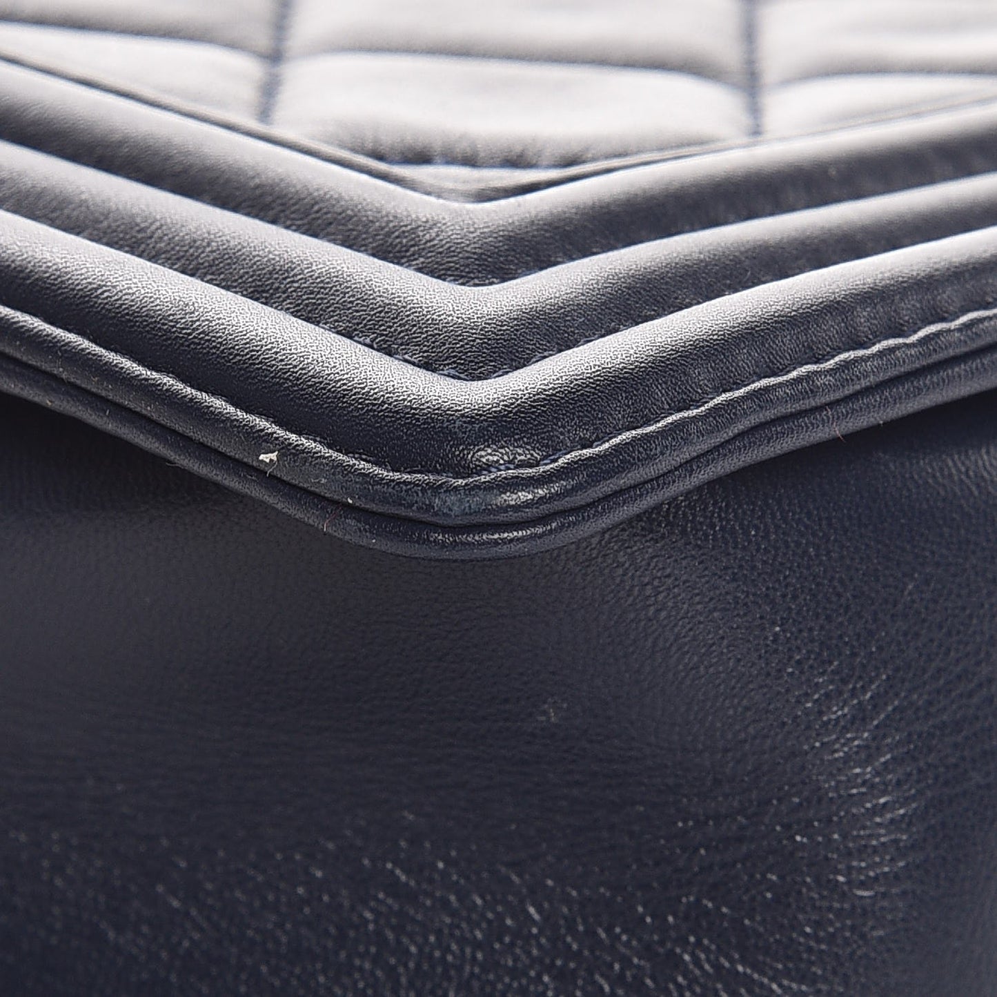 Calfskin Quilted Medium Boy Flap Navy Blue
