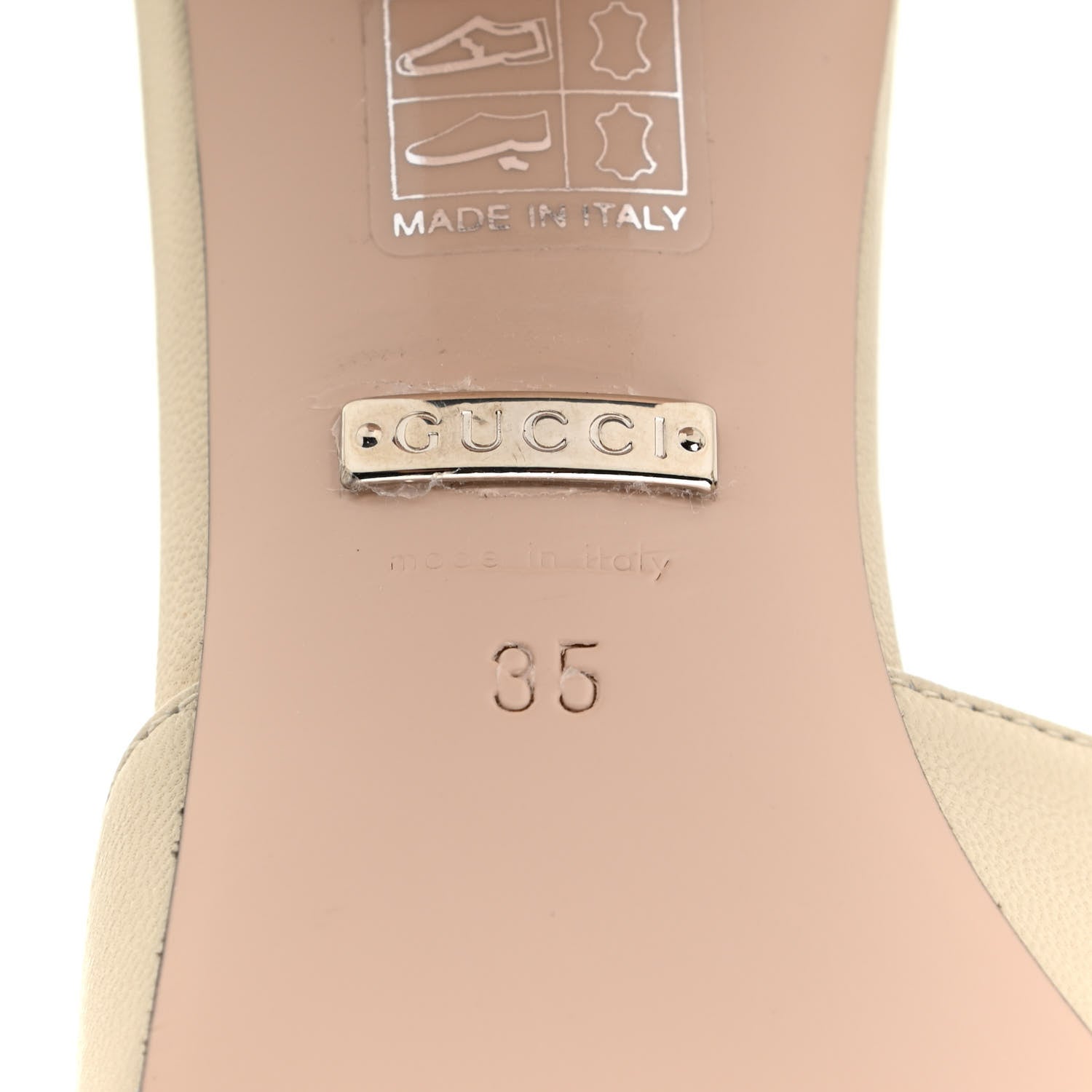 Gucci Malaga Kid Crystal Square G Madelyn Mules 35 Vintage White 7 of 10