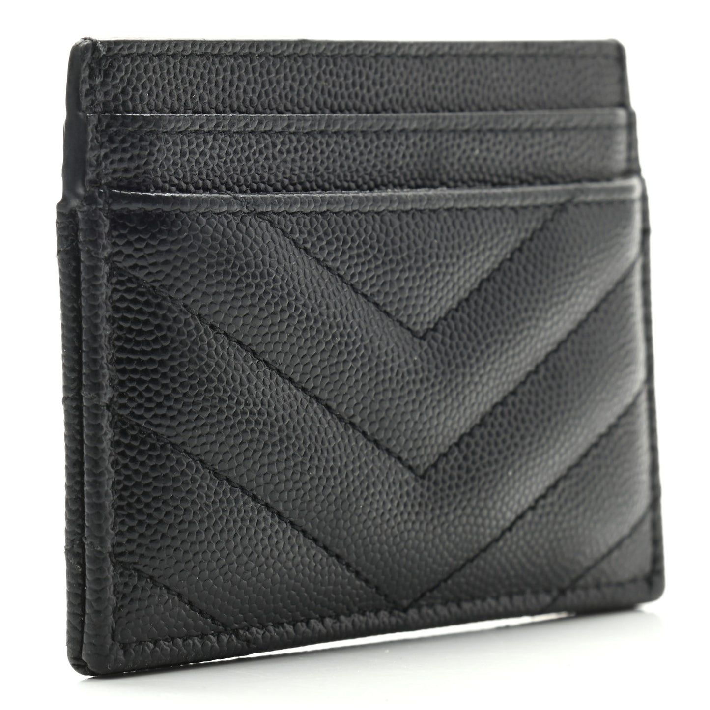 Grain De Poudre Matelasse Chevron Monogram Credit Card Case Black