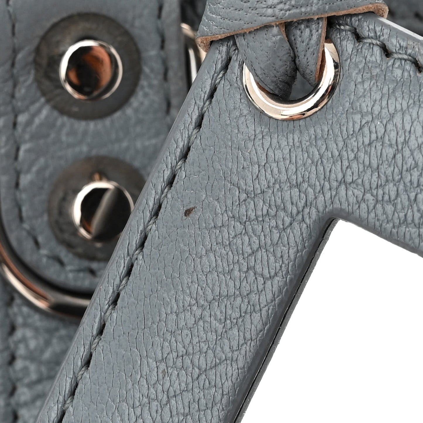 Chevre Silver Metallic Edge Hardware Mini City Bleu Acier