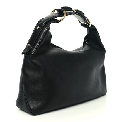Gucci Calfskin Medium Horsebit Chain Hobo Black 3 of 16
