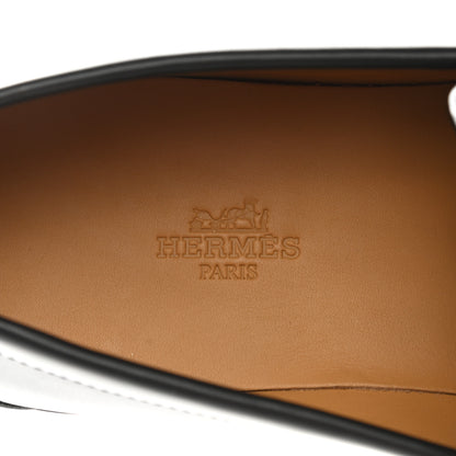 Hermes Glossed Calfskin Mens Duke Loafers 40 Black 7 of 10