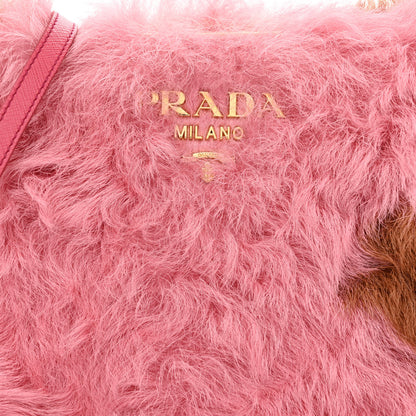 Prada Montone Shearling Fox Fur Saffiano Shoulder Bag Begonia Cammello 9 of 11