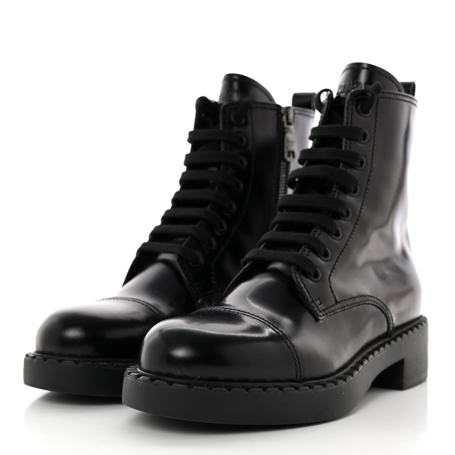 Prada Spazzolato Chocolate 50mm Combat Boots 36 Black 3 of 10