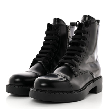 Prada Spazzolato Chocolate 50mm Combat Boots 36 Black 3 of 10