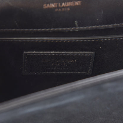 Saint Laurent Suede Small Monogram Stone Studded Kate Satchel Black Turquoise Coral 7 of 23