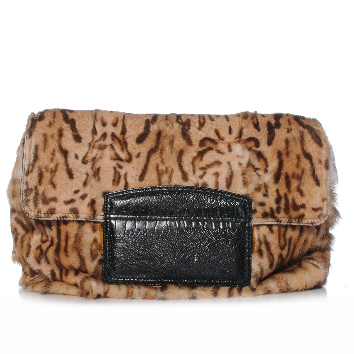 Jimmy Choo Pony Fur Wildcat Print Carolina Clutch Bag 1 of 7