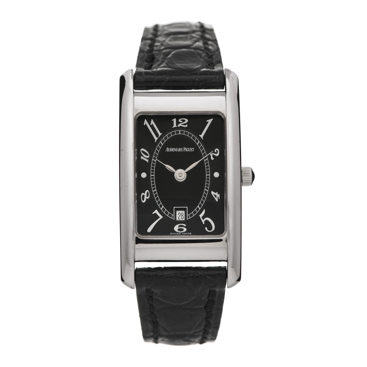 18K White Gold Alligator 21mm Edward Piguet Quartz Watch Black 67324BC.OO.D001CR.01