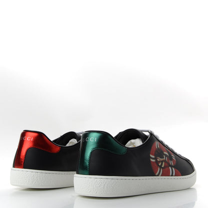Gucci Calfskin Kingsnake Mens Ace Sneakers 8.5 Black Multicolor 4 of 11