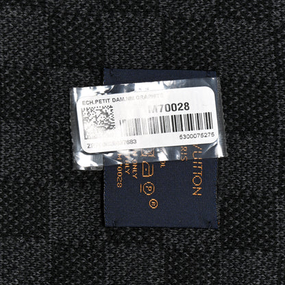 Louis Vuitton LOUIS VUITTON Wool Petit Damier Graphite Scarf Black 3 of 3