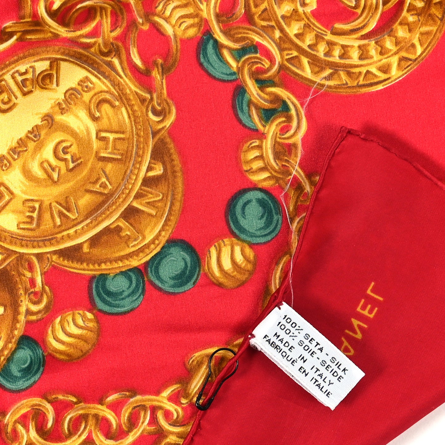Printed Silk Medallion Scarf Red