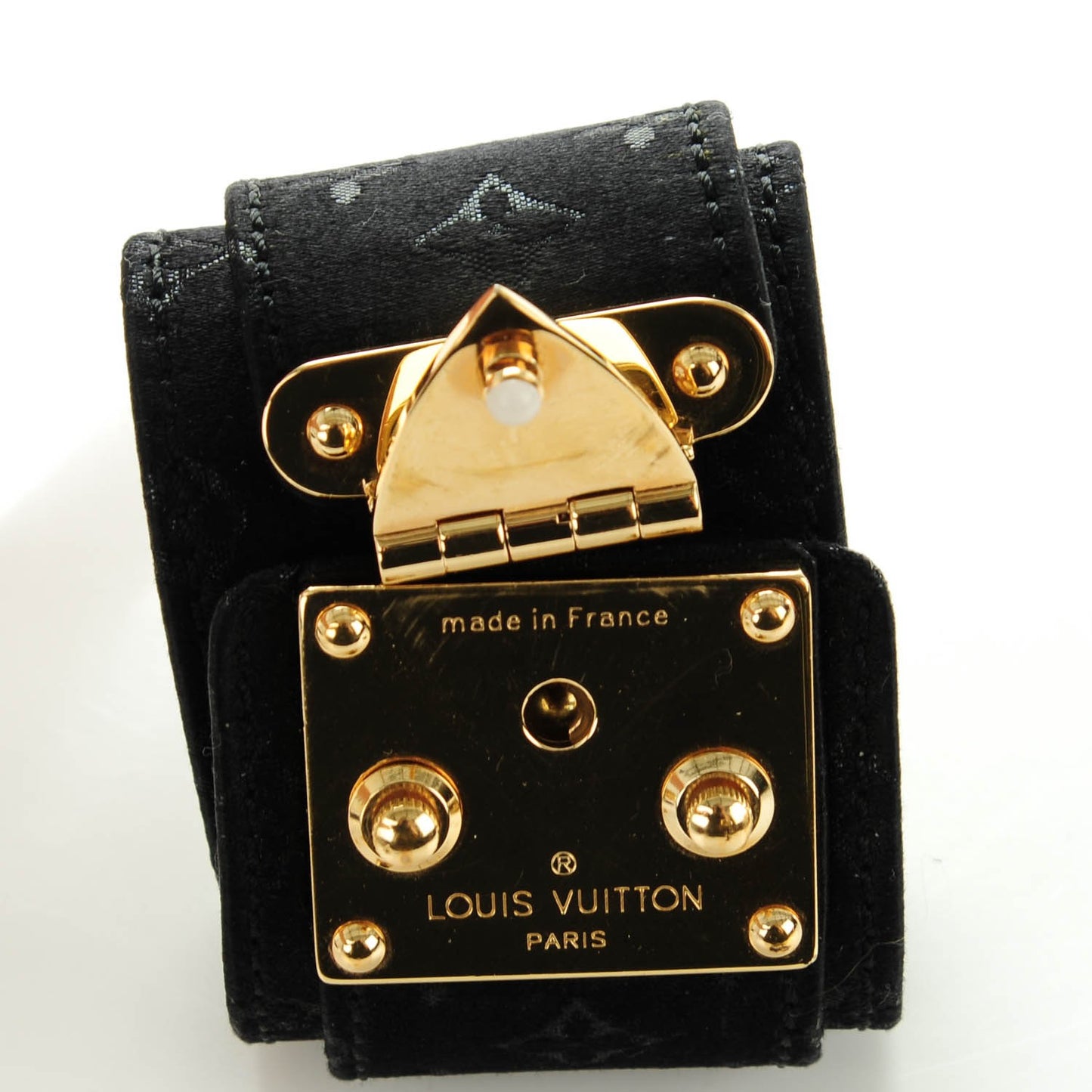 Satin Monogram Serrure Cuff Black
