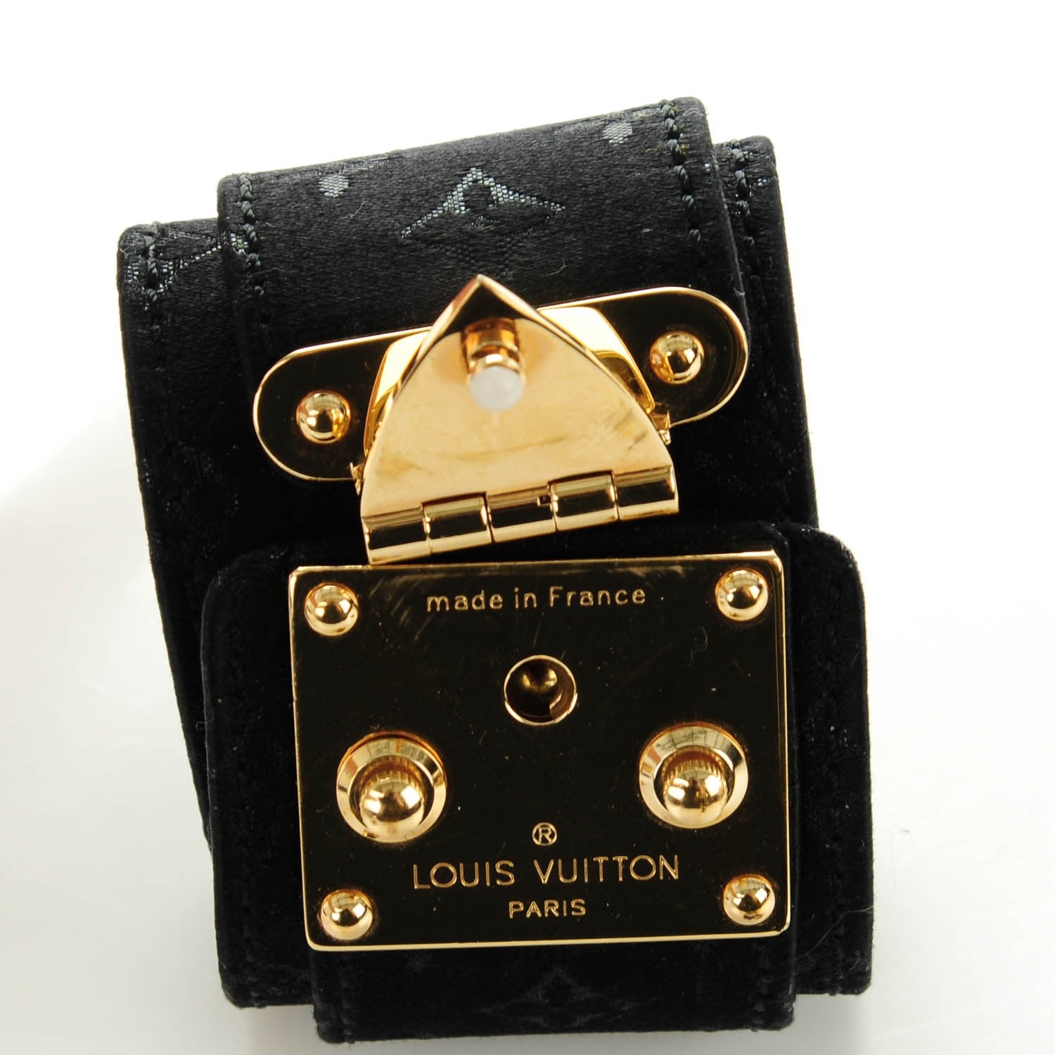 Louis Vuitton Satin Monogram Serrure Cuff Black 4 of 6