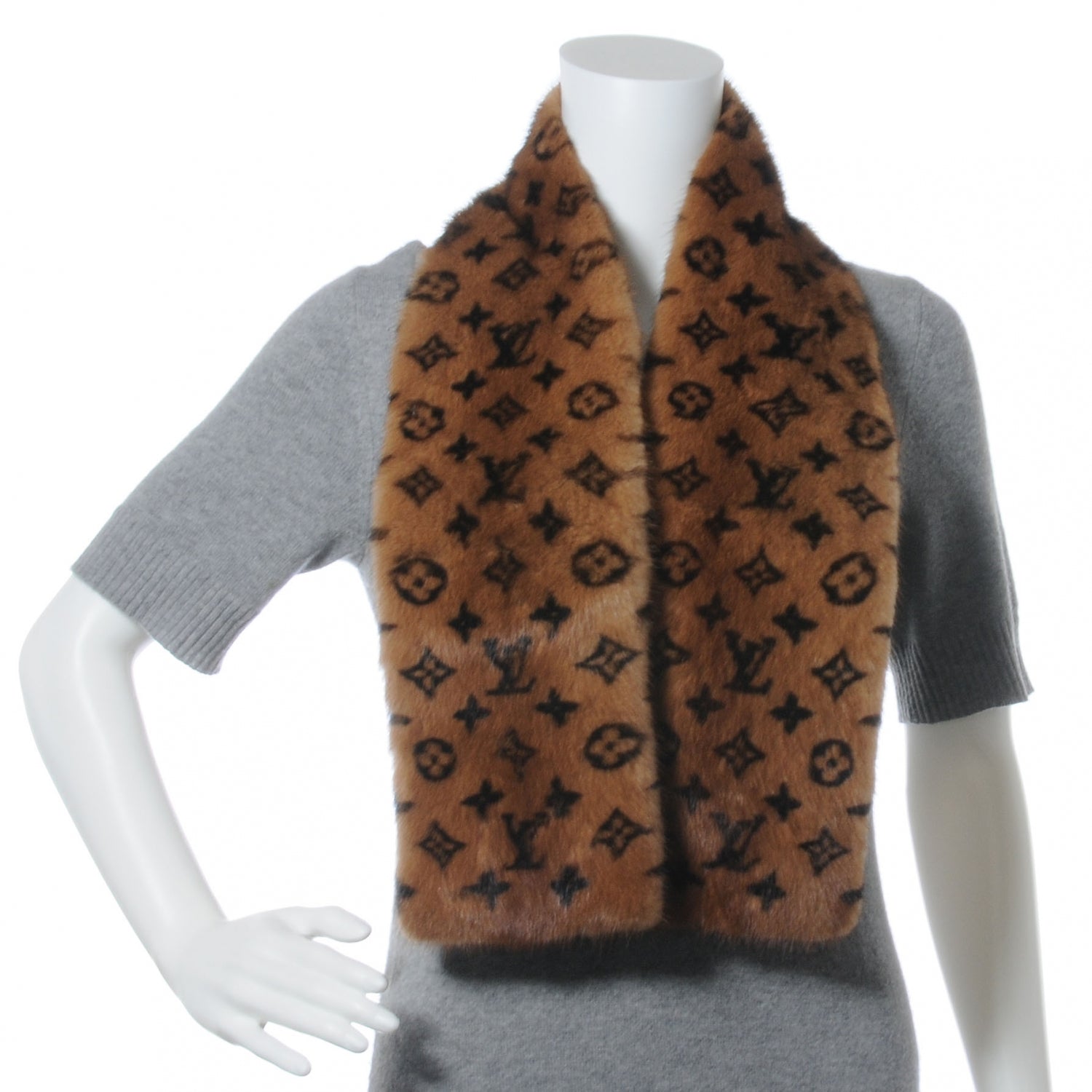 Louis Vuitton Monogram Mink Fur Scarf Stole Wrap 3 of 5