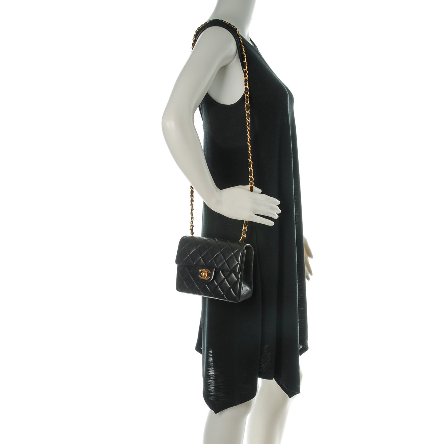 Lambskin Quilted Mini Square Flap Black