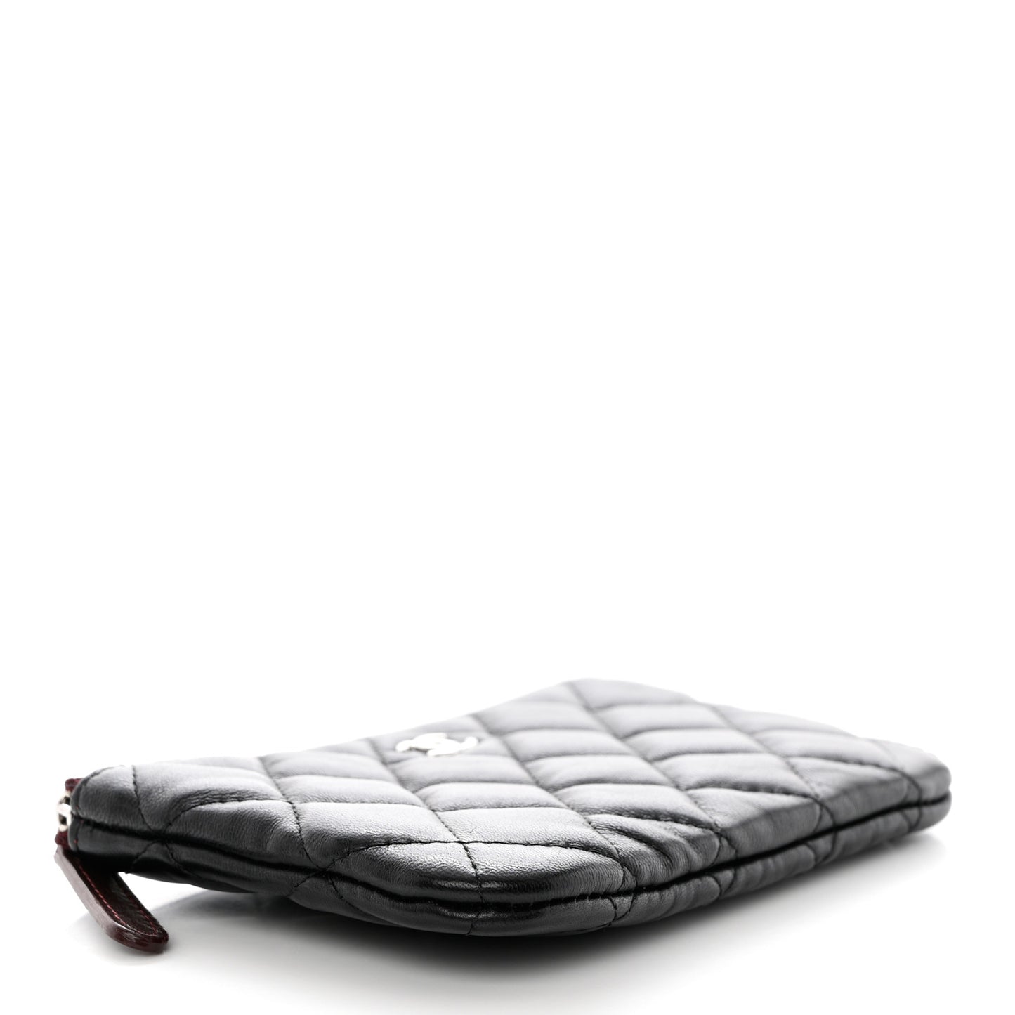 Lambskin Quilted Small Cosmetic Case Black