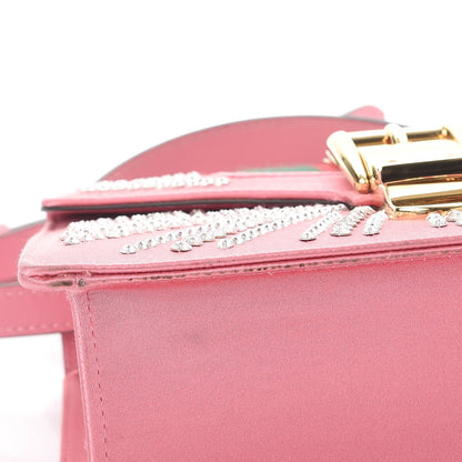 Gucci Satin Crystal Mini Sylvie Top Handle Bag Peony 9 of 14