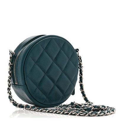 Chanel Caviar Quilted Round Clutch With Chain Green 3 of 10