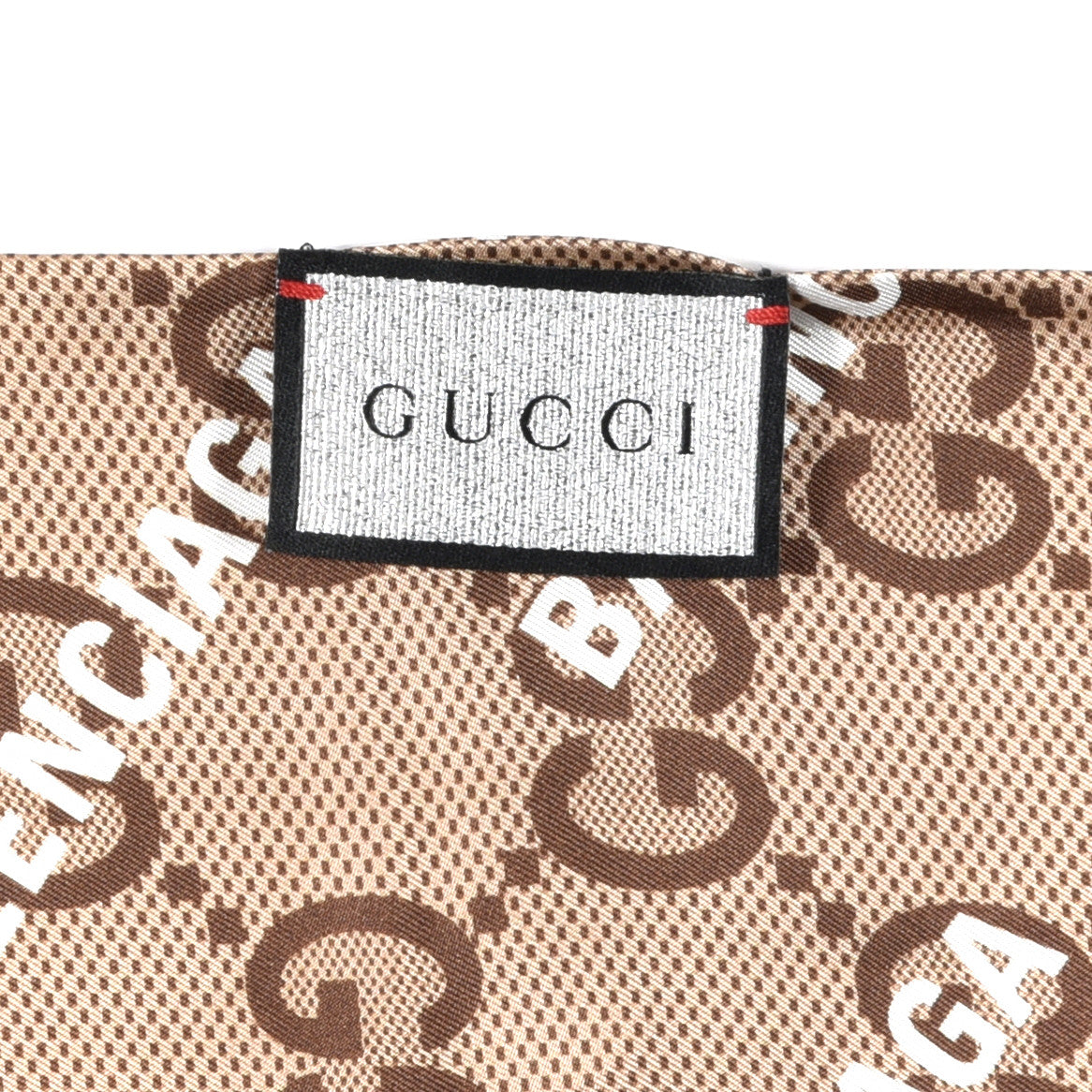 Gucci X BALENCIAGA Silk Twill Maxi GG Monogram GG B Neck Bow Scarf Beige White 4 of 4