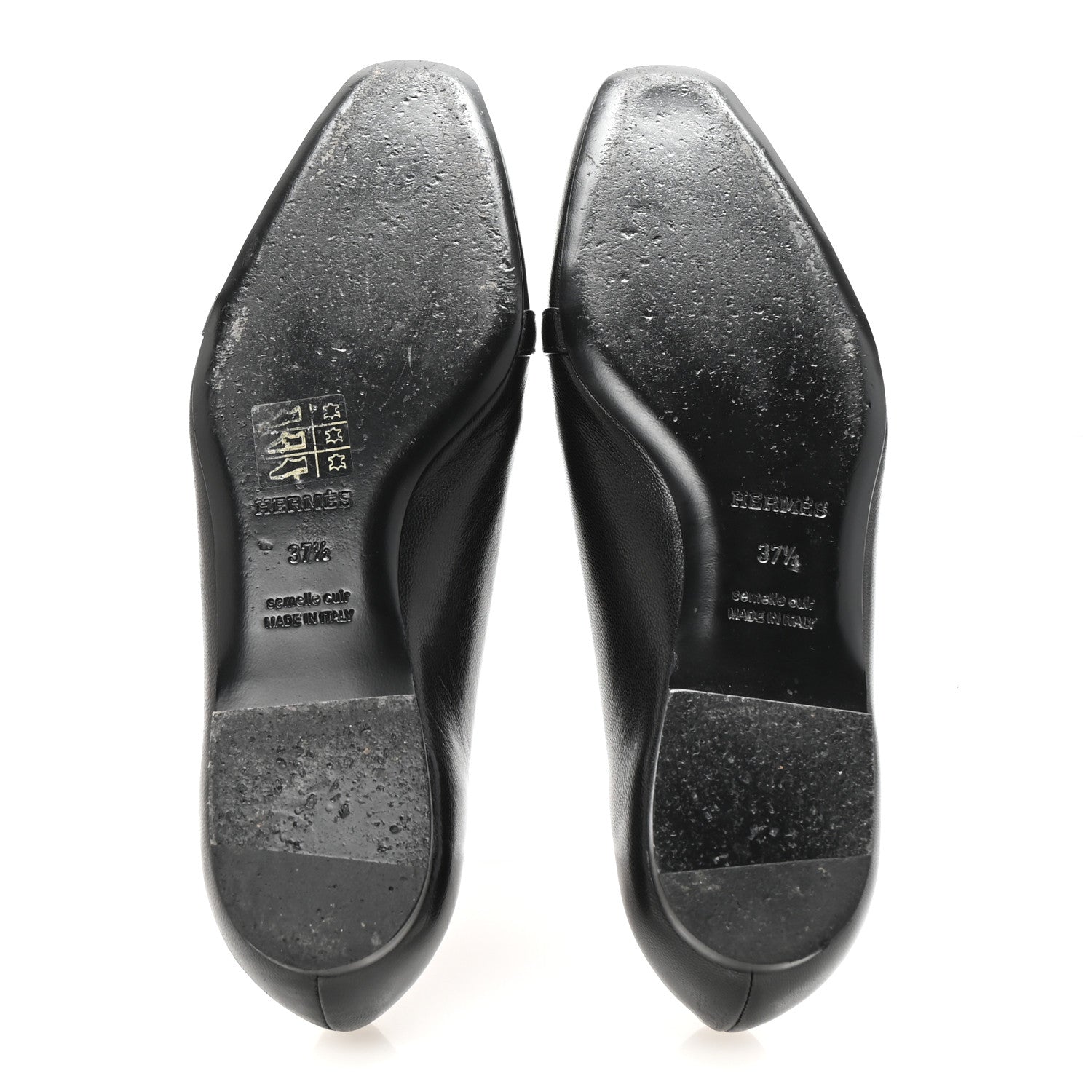 Hermes Goatskin Bilbao Ballerina Flats 37.5 Black 6 of 9