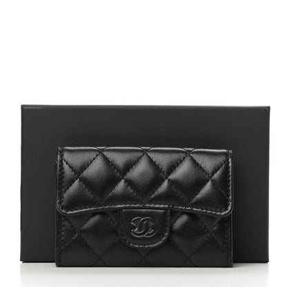 Chanel Lambskin Quilted Flap Card Holder Wallet So Black 9 of 9