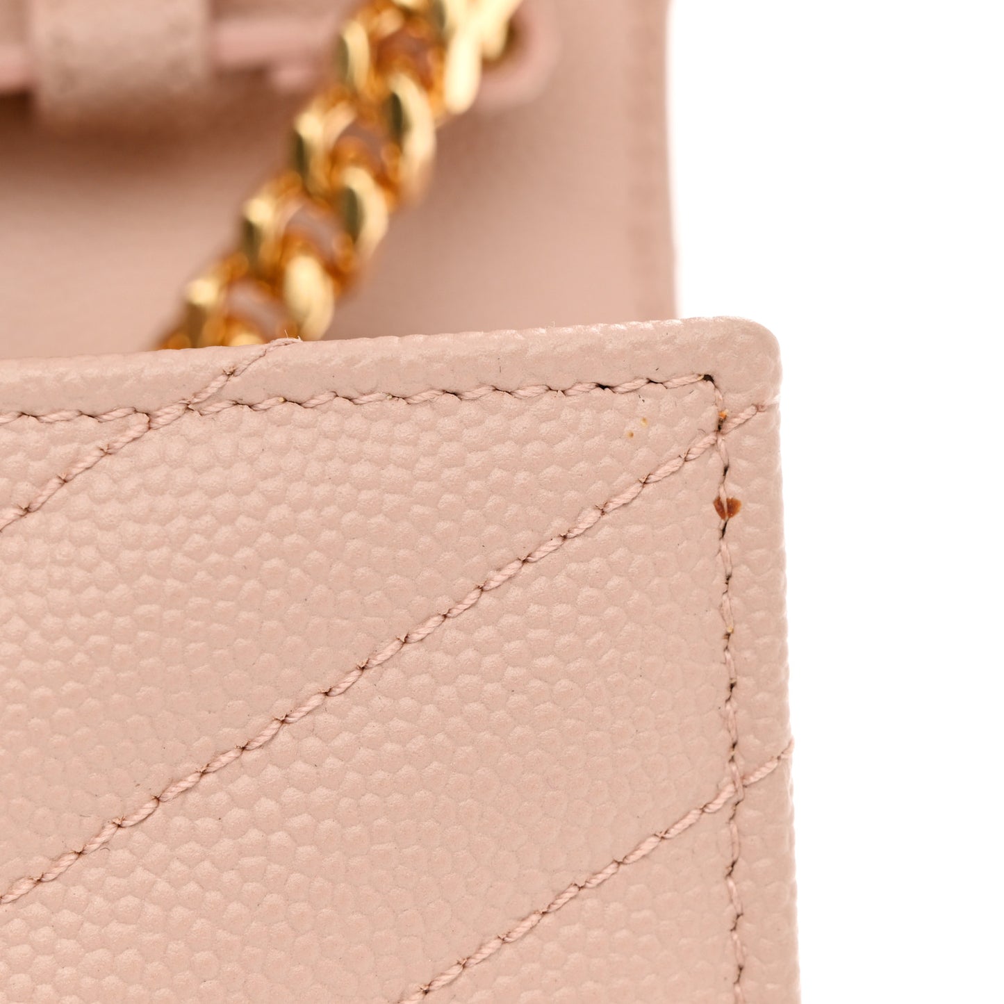 Grain De Poudre Matelasse Chevron Monogram Chain Wallet Pale Pink
