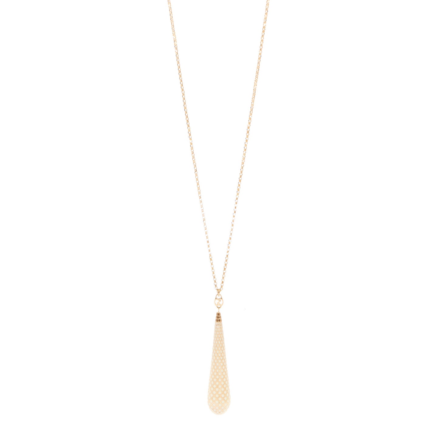 18K Yellow Gold Enamel Diamantissima Pendant Necklace White