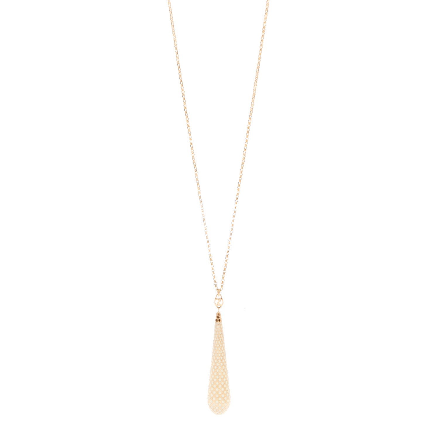 Gucci 18K Yellow Gold Enamel Diamantissima Pendant Necklace White 1 of 6