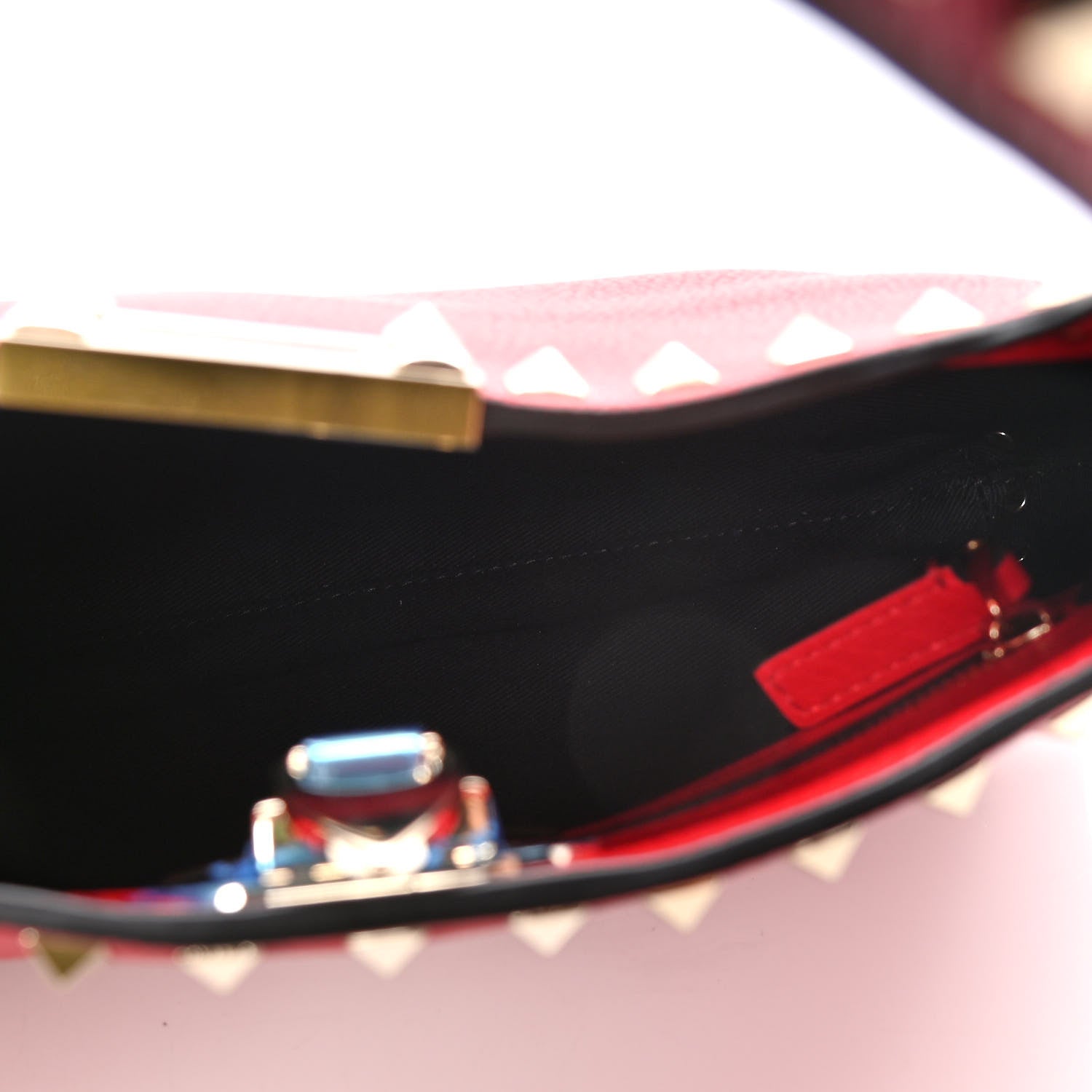 Valentino Garavani Pebbled Calfskin Small Rockstud Flip Lock Hobo Rouge Pur 5 of 5