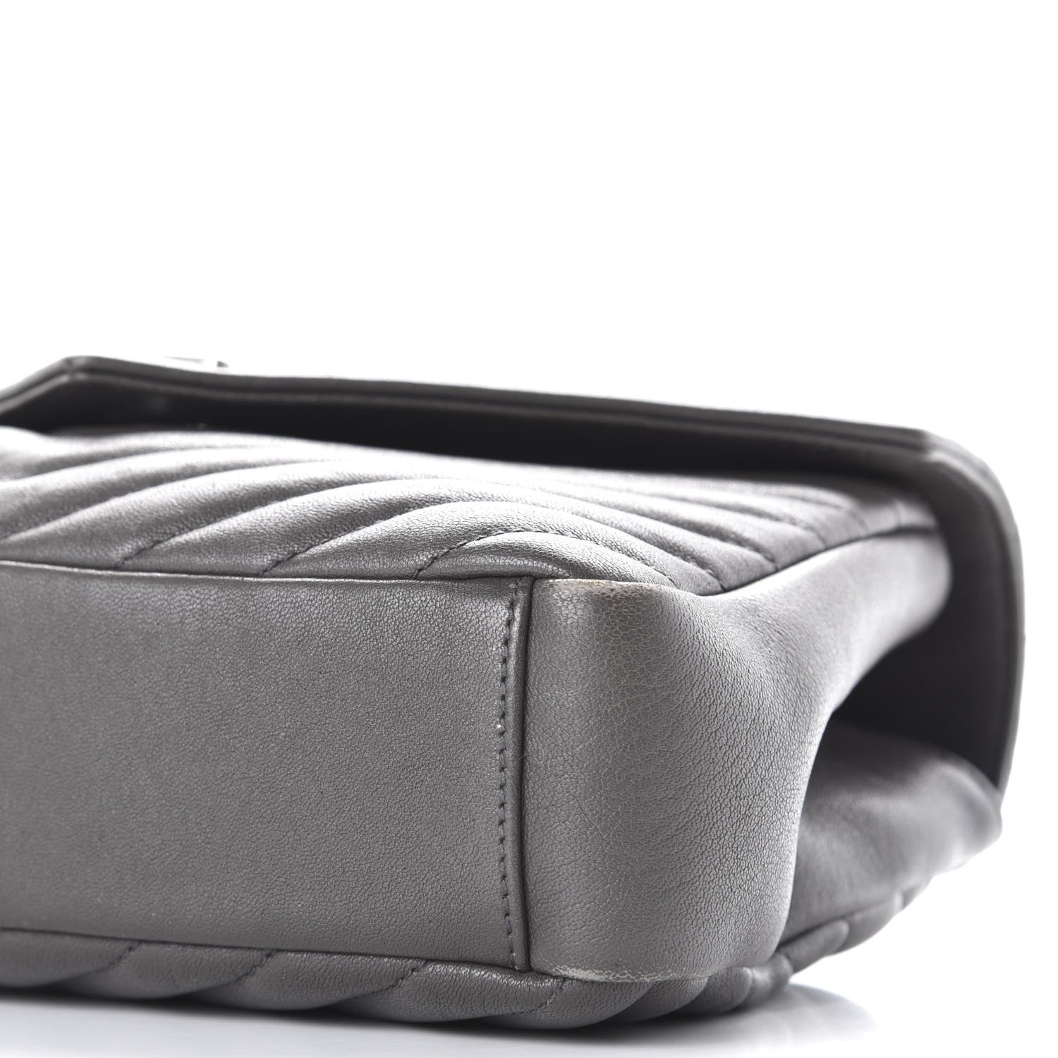 Saint Laurent Sheepskin Matelasse Chevron Monogram Medium College Bag Asphalt 7 of 13
