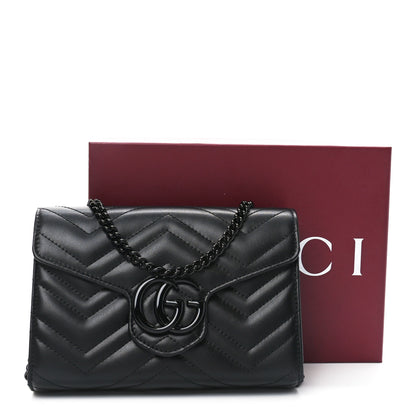 Gucci Calfskin Matelasse Monochrome GG Marmont Chain Wallet Black 11 of 11