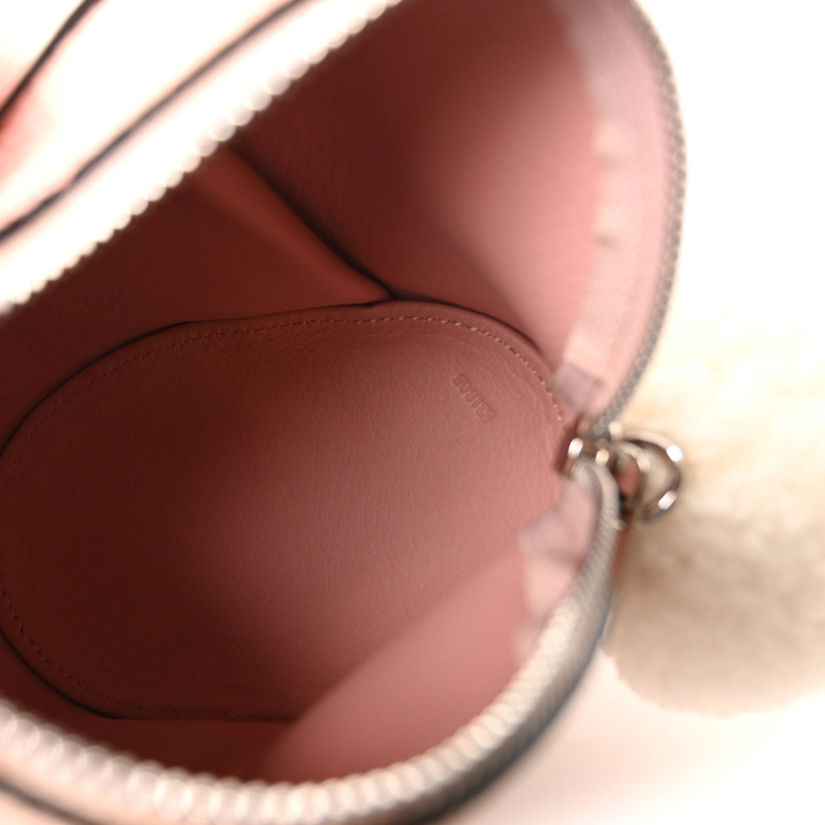 Calfskin Shearling Gingham Mini Bunny Crossbody Bag Pink