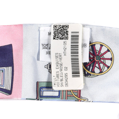 Hermes Silk Les Voitures Exquises Twilly Bleu Rose Vert 4 of 4