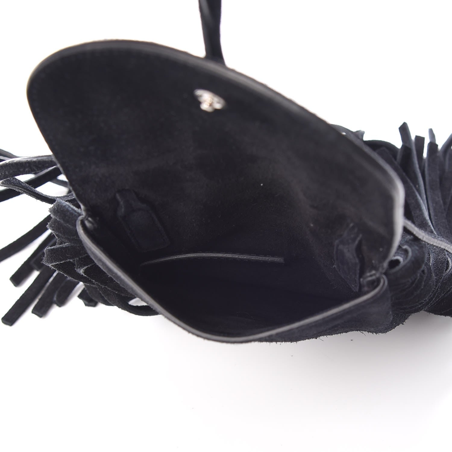 Saint Laurent Suede Fringe Toy Monogram Anita Crossbody Bag Black 5 of 7
