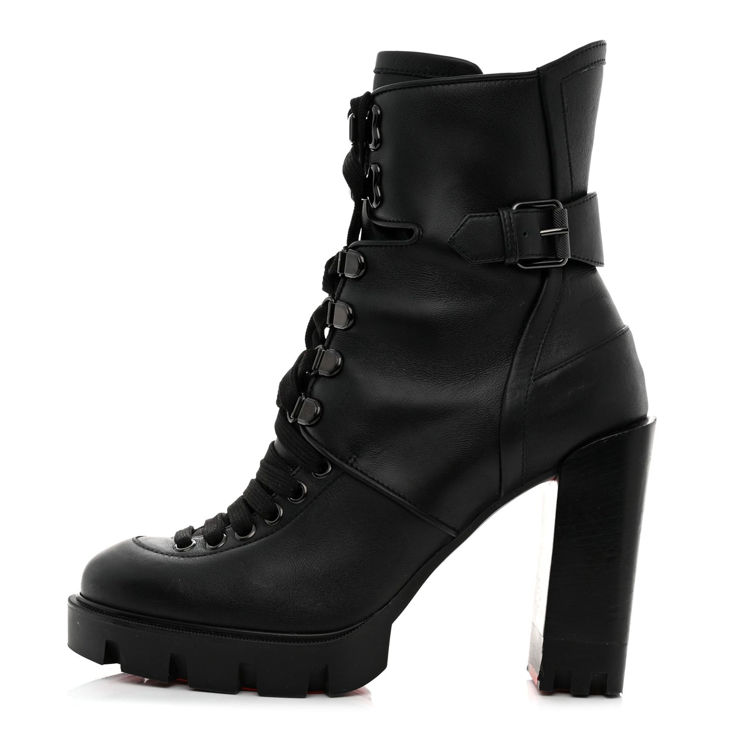 Calfskin Macademia 100 Biker Platform Boots 38 Black