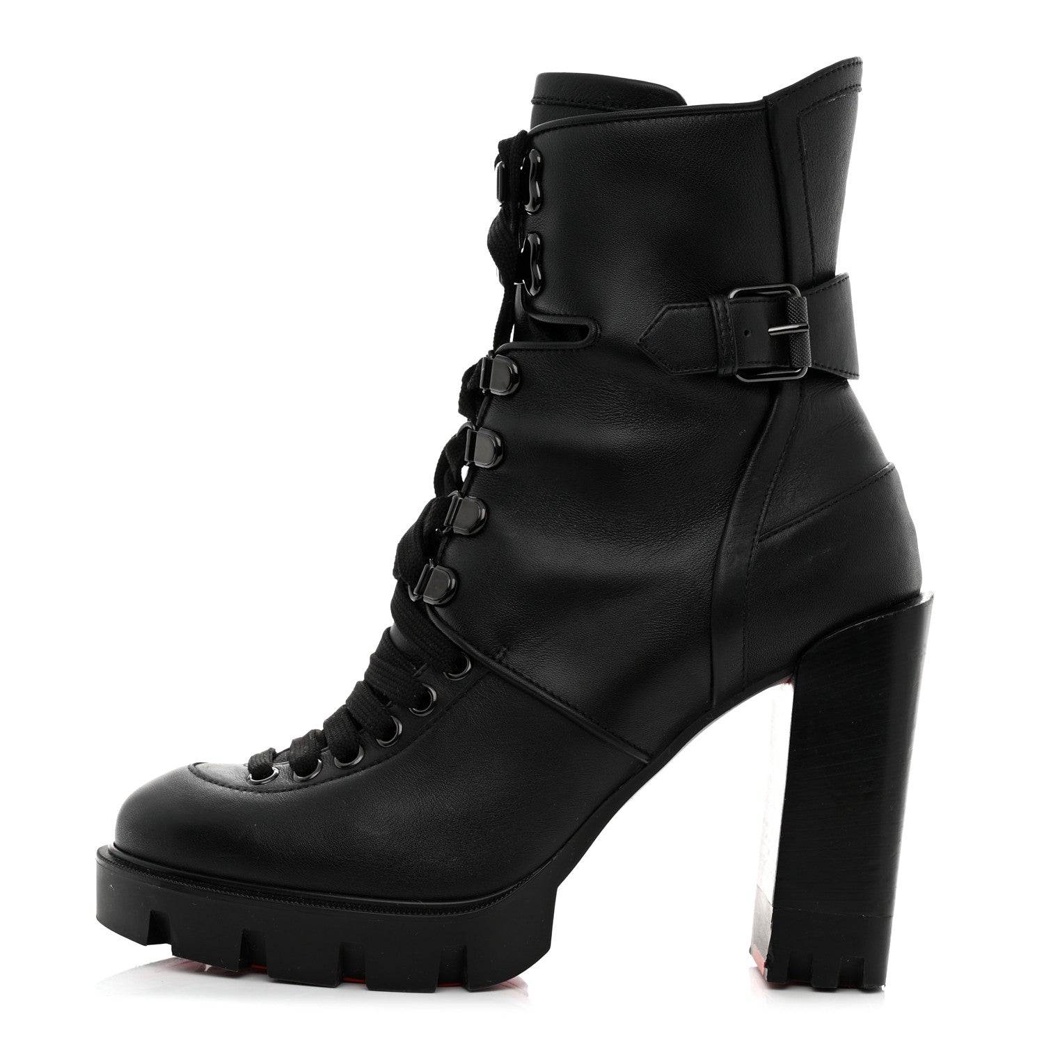 Christian Louboutin Calfskin Macademia 100 Biker Platform Boots 38 Black 1 of 8