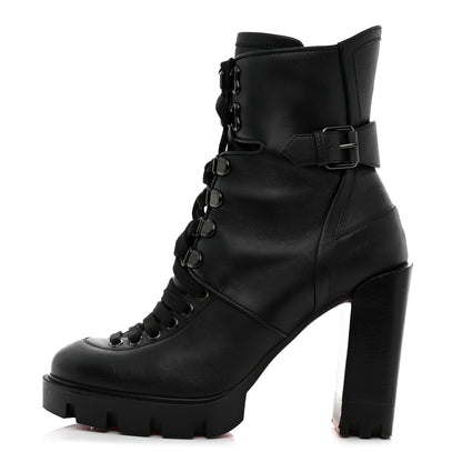 Christian Louboutin Calfskin Macademia 100 Biker Platform Boots 38 Black 1 of 8